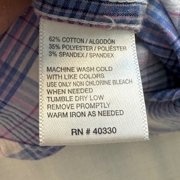 Haggar‎ Clothing Men's Plaid Short Sleeve Button Up Shirt Blue X-Large Stretch - Picture 6 of 11